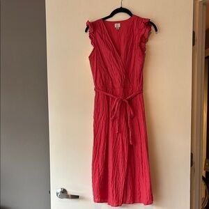 Pink Capped Sleeve Midi Dress